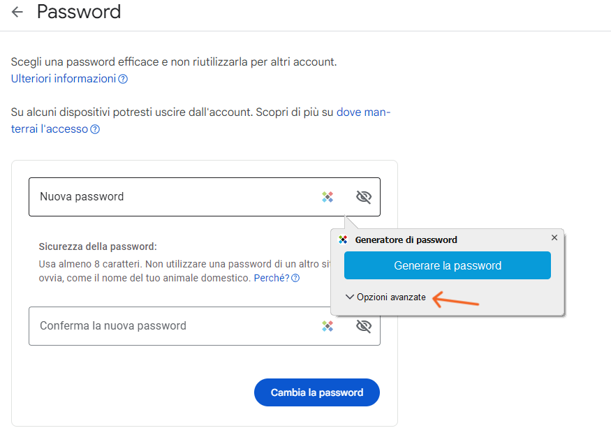 generazione password sticky password