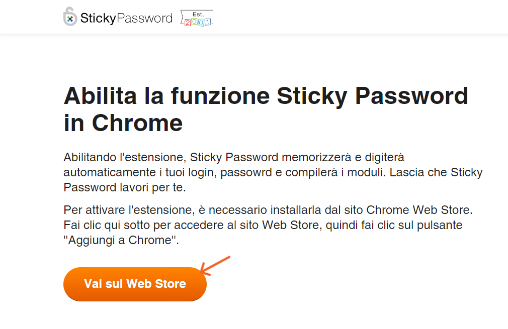 abilita Sticky Password in Chrome