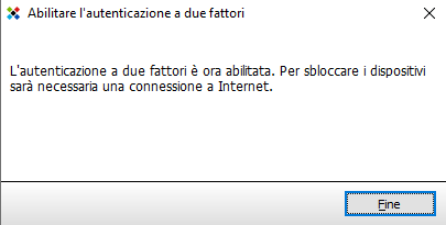 autenticazione a due fattori abilitata