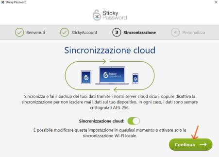 Sincronizzazione in cloud