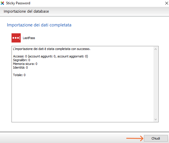 importazione completata