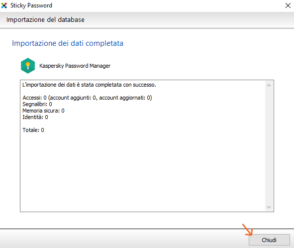 importazione completata